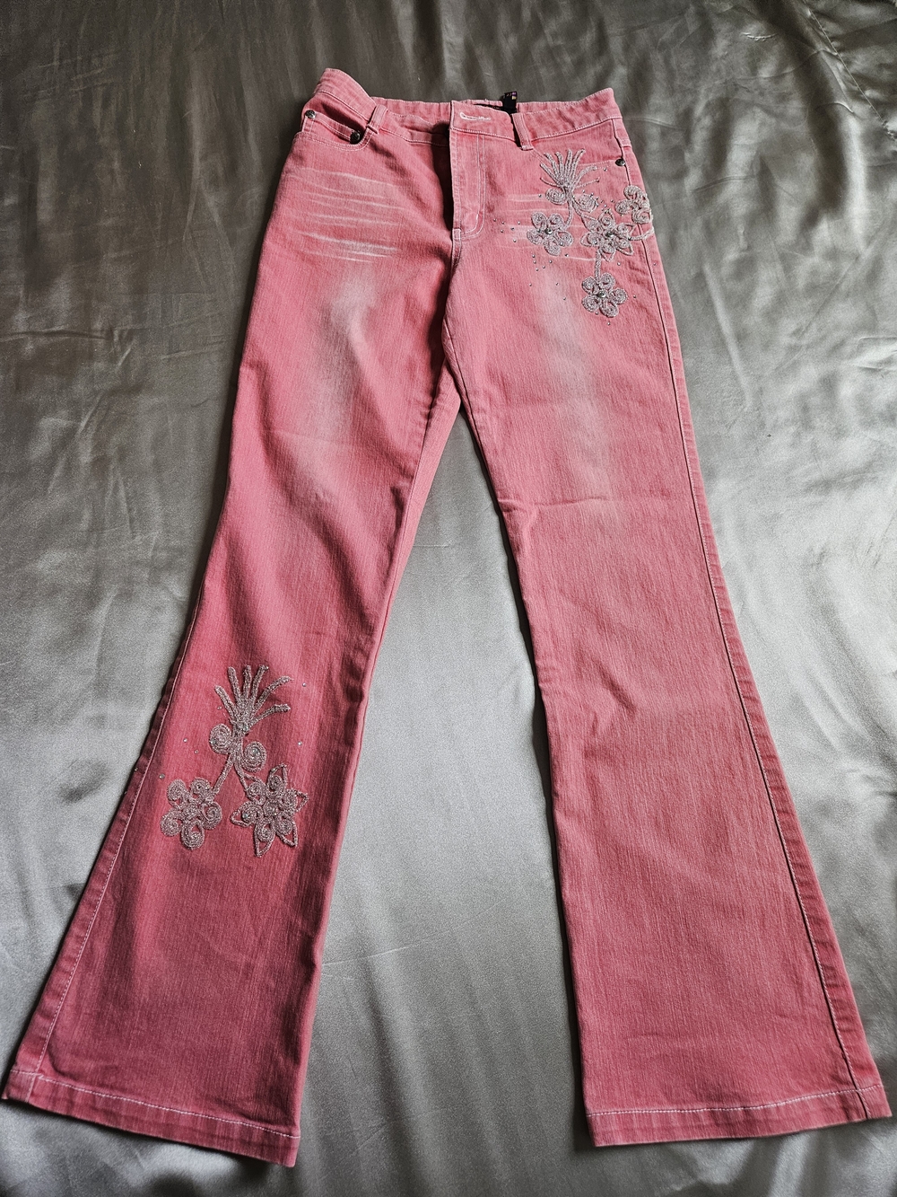 Women's Embroidered Pink Straight-Leg Jeans Size27